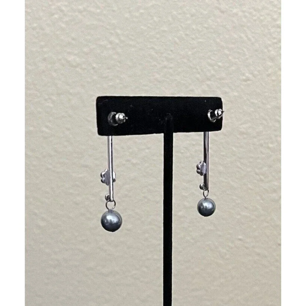 Art de Franco Swarovski Elements and Pearl Dangle Drop Post Earrings 8mm